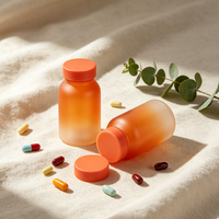 Flacon en verre peint dégradé orange 120 ml 150 ml avec bouchon à vis orange pour vitamines
