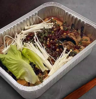 Contenants rectangulaires jetables en aluminium avec couvercles, boîtes bento à emporter pour poisson grillé