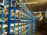 Machine de tissage rotative à degrés, ciselure pour le tissage, avec tendeur et dispositif de freinage