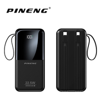 Batterie Li-Polymère 30000mAh Étanche Double USB & Type-C Power Bank avec Câble Intégré & Prise Charge Rapide Écran LED