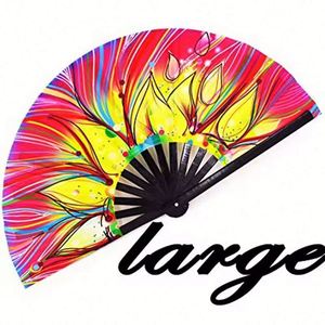 Large Rave Fan Golden Glitter Color Kungfu Fan for Promotion Bamboo Crafts - Product Image 1