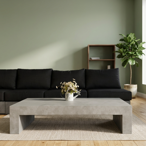 Table basse rectangulaire en fibre de béton, style minimaliste moderne, légère et imperméable, pour l'extérieur, la terrasse et le salon - Product Image 2