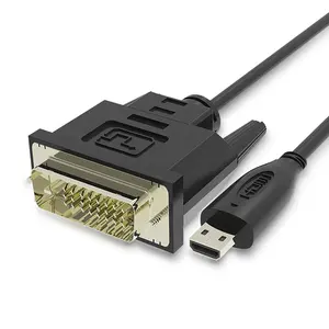镀金6英尺1.8米微型HDMI DVI Kabel微型HDMI公到DVI DVI-D公适配器电缆