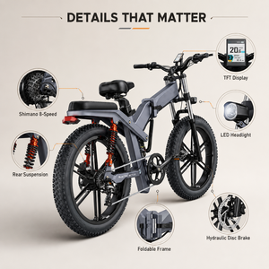 Motocicleta Eléctrica <span class=keywords><strong>ENGWE</strong></span> <span class=keywords><strong>X26</strong></span> en Stock en EE. UU., Alta Calidad, 48V, Neumático Grueso de 26 Pulgadas, Batería de Litio de 48V para Conducción Todoterreno - Product Image 4