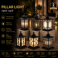 Lampe de poteau extérieure moderne avec verre givré et cadre géométrique décoratif