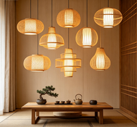 Lustre d'intérieur en bambou et rotin, lampe suspendue tressée à la main pour restaurant, abat-jour en bambou fait main, luminaires suspendus contemporains