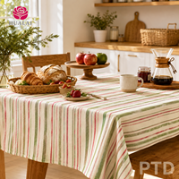Nappe de Noël HuaLai sur mesure en faux coton et polyester, rayures rouges et vertes, imprimé étoiles, pour table de salle à manger de fêtes