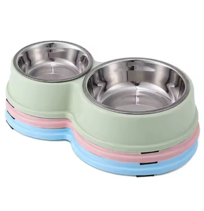 Toptan ayrılabilir paslanmaz çelik 2 in 1 çift kaseler yuvarlak saman köpek maması ve su kasesi - Product Image 6