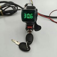 Akselerator pemindah jempol 12-100v, Voltmeter baterai tampilan Digital + kunci/3 tombol + saklar kecepatan untuk suku cadang sepeda Mtb skuter
