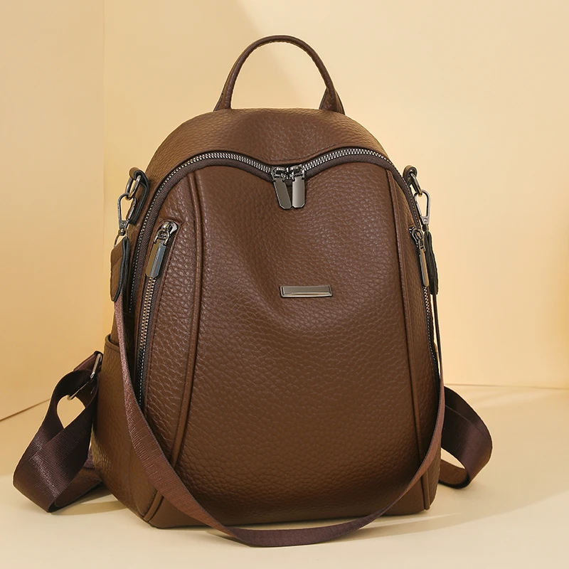 Stylish PU Leather Backpack for Women Designer Shoulder Bag  display picture 1