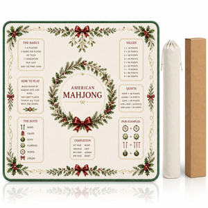 Tapis de Mahjong en Caoutchouc Imprimé Personnalisé, Faible MOQ, Vente en Gros, Imperméable, Antidérapant, en Néoprène, Housse de Table de Mahjong Américain avec Guide des Règles - Product Image 4