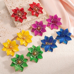 Pendientes de Flores con Efecto de Gota de Aceite Jingciren Boutique, Novedad Transfronteriza, Pendientes de Lujo Ligero de Alta Gama para Mujer, Diseño de Moda - Product Image 2