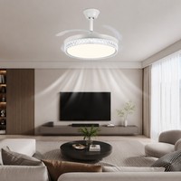 Ventilateur de plafond avec lumière LED 96W, design en cristal, 42 pouces, lumineux et à intensité variable, élégant, pour salle à manger, villa, salon, luxe