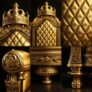 Silla <span class=keywords><strong>de</strong></span> Trono Dorada con Diamantes y Tapicería <span class=keywords><strong>de</strong></span> Cuero, Mueble <span class=keywords><strong>de</strong></span> Sala <span class=keywords><strong>de</strong></span> Estar <span class=keywords><strong>de</strong></span> <span class=keywords><strong>Lujo</strong></span> con Respaldo Alto, Estilo Palacio, Precio <span class=keywords><strong>de</strong></span> Fábrica - Product Image 4