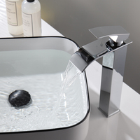 Robinet de lavabo cascade, mitigeur eau chaude/froide, acier inoxydable noir, moderne, à poser sur le comptoir, 1 poignée, capteur tactile, céramique, garantie 3 ans