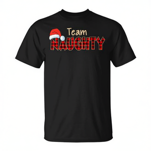 T-shirt de Noël Team Naughty, motif à carreaux rouges, tenue de fête - Product Image 2