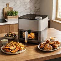 Air Fryer Digital 12-in-1 8L Full Stainless Steel 2100W dengan Ruang Pengisian Air 3D Stereoskopik untuk Keluarga dan Pesta