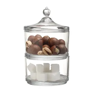 2pcs Round Candy Jars Storage Jars With Lid Glass Storage Jars Sugar Pot