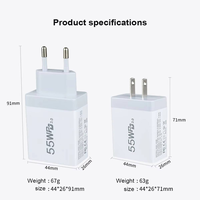 Adaptateur de prise murale universel PD 55W 4 ports, chargeur rapide PD+QC3.0 type-c USB pour téléphones mobiles