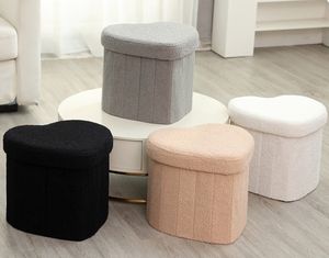 Teddy Fabric Storage <b>Stool</b> Bench with Padded <b>Seat</b> Modern Vanity Round Ottoman with Storage - Product Image 4