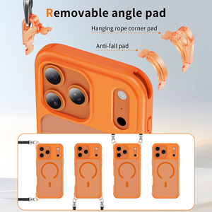 Coque de téléphone portable <span class=keywords><strong>2</strong></span>-en-1 antichoc en TPU+PC avec trou pour cordon détachable et finition mate magnétique pour iPhone 17 Pro Max - Product Image 4
