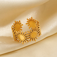 Cincin Matahari Minimalis Lapis Emas 18K Gaya Eropa dan Amerika, Desain Unik, Cincin Baja Anti Karat Trendi dan Serbaguna