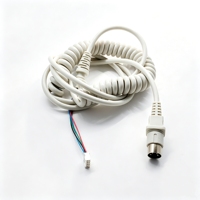 Câble spiralé PVC 4 conducteurs personnalisé, en cuivre étamé, flexible, résistant à l'usure, avec connecteur DIN, borne PH, gaine grise