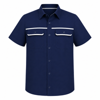 Chemise de travail unisexe à manches courtes avec bande réfléchissante, respirante, en polyester, double poche poitrine, boutonnée, pour l'industrie et l'usine