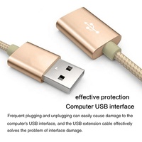 Pabrik grosir kabel USB 2.0 laki-laki ke perempuan kepang nilon pengisian daya dan Transfer Data untuk PC kabel ekstensi USB