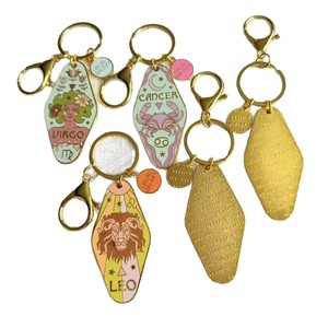 Porte-clés émaillé 12 Constellations Zodiaque, plaqué or, style bohème, astrologie, <span class=keywords><strong>horoscope</strong></span>, souvenir, cadeau, forme hôtel, signe astrologique - Product Image 5