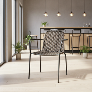 Sedia <span class=keywords><strong>da</strong></span> <span class=keywords><strong>Giardino</strong></span> in Metallo con Intreccio in Corda Stile Contemporaneo per Ristoranti <span class=keywords><strong>e</strong></span> Arredamento di Bistrot <span class=keywords><strong>e</strong></span> Caffè - Product Image 2
