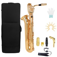 Gold Lacquer Bakelite Head EB Baritone Saxophone Brass Wind Instrument HYM-770 for Professional Band Performance