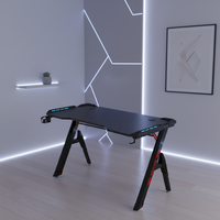 Bureau de jeu pour ordinateur PC de style course ergonomique en bois AOR Esports, avec structure en acier, table de jeu E-Sport avec éclairage LED RGB pour salle de jeu