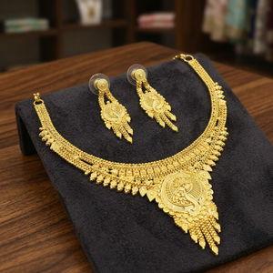 Collares de Moda Chapados en Oro de 14K, 18K y 24K al por Mayor, Conjunto de Joyería con Diseño Floral Tradicional, Conjunto de Joyería de Latón Forjado - Product Image 1