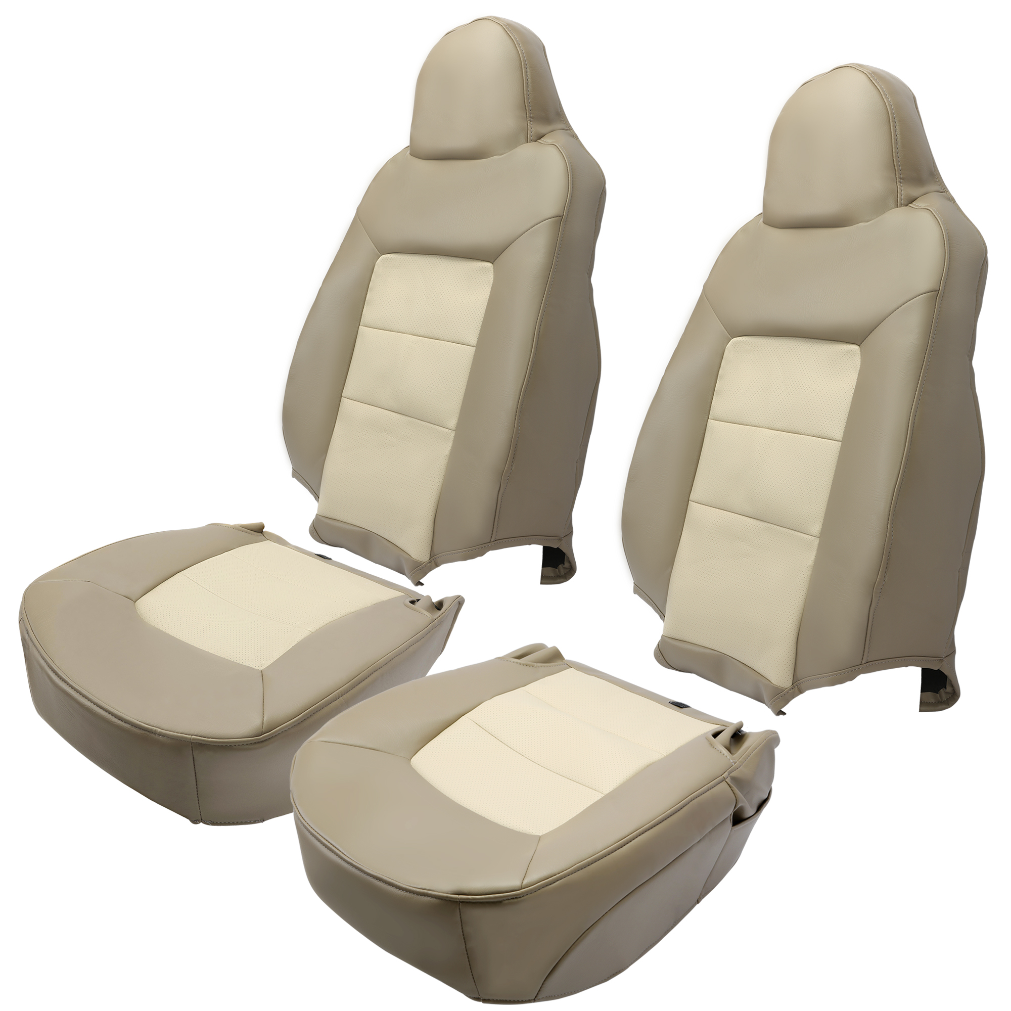 Direct-Fit Driver Bottom Seat Cover For 1997-2002 Ford Expedition Eddie Bauer – Tan, Leather Texture