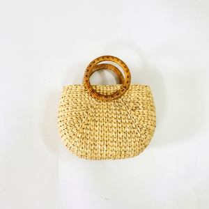 Sacs en rotin tressé marron clair style classique, livraison rapide, sacs en jacinthe d'eau, décoration de vacances pour femmes, cadeau du Vietnam - Product Image 1