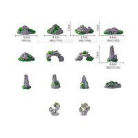 Pot Bunga Akuarium Kreatif, Terarium Air Terjun Sukulen, Dekorasi Taman Akuarium, Patung Resin Gunung Batu 3D Buatan