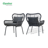 Chaise d'extérieur de patio en cordage noir, chaise d'extérieur, de jardin, en tressage
