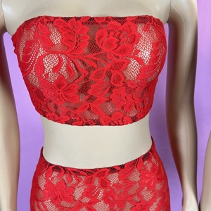 Conjunto de 2 Piezas para Mujer 2026, Top Tubo sin Tirantes de Encaje Transparente, Shorts Ajustados, Estilo Baddie para Club - Product Image 6