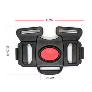 Hebillas para cochecito A230, arneses de plástico ajustables para asiento de seguridad infantil, 26 mm, completamente negros, rojos, primavera 2023 - Product Image 3