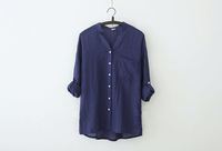 Neue Stil Damenblusen aus Baumwolle-Leinen, Langärmlig, Dünner Schnitt, Elegantes Design, Damen Blusen mit Knopfleiste und Stehkragen, Freizeit Hemd für Frauen