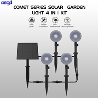 Lot de 4 lampes solaires RGB à piquet pour jardin, IP65, avec un panneau solaire partagé, éclairage LED extérieur pour allées et aménagements paysagers, pour cour et patio