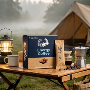 Café Instantáneo Tostado Botánico Mixto 10g*10 Sobres, Caja de Papel Kraft Azul Marino con Diseño de Granos de Café, para Camping al Aire Libre, OEM, Venta al por Mayor - Product Image 1