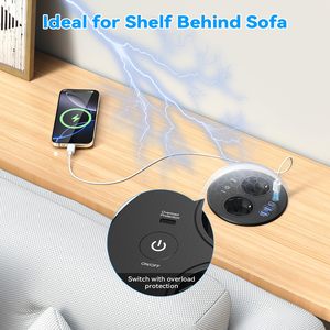 Prise <span class=keywords><strong>encastrable</strong></span> ronde 6-en-1 AMZ, best-seller, avec USB PD 20W, 2 prises de courant et 4 ports USB, multifonction, multi-prises - Product Image 6