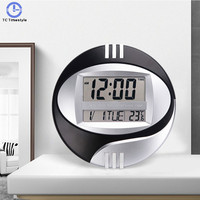 Snooze Led Horloge Murale Muet Support Horloges Électroniques Lcd Calendrier Température Numérique Maison Cuisine Bureau Intelligent Bureau Grand
