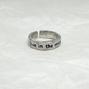 Anillos chapados en plata antiguos ajustables con apertura Retro, grabado de palabras inspiradoras, anillos Viva <span class=keywords><strong>La</strong></span> Vida <span class=keywords><strong>La</strong></span> <span class=keywords><strong>Liberte</strong></span>, regalos para mujeres - Product Image 3