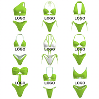 Ensemble de bikini 3 pièces pour femmes, style sportif, écologique, push-up, avec logo personnalisé, séchage rapide, spandex/polyester, short en V