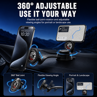 Support magnétique pour téléphone de voiture en alliage simulé avec étrier rouge, fixation par ventouse pour tableau de bord et pare-brise, bras courbé à verrouillage par torsion