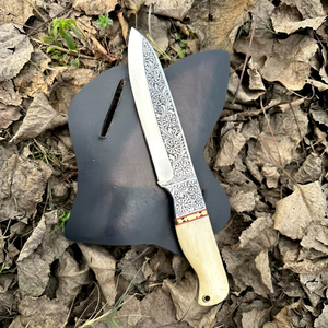 Cuchillo Bowie de Acero D2 Grabado Personalizado, Cuchillo de Hoja Fija EDC con Mango de Hueso de Camello para Caza, Camping, Actividades al Aire Libre, Regalo para Hombre - Product Image 1