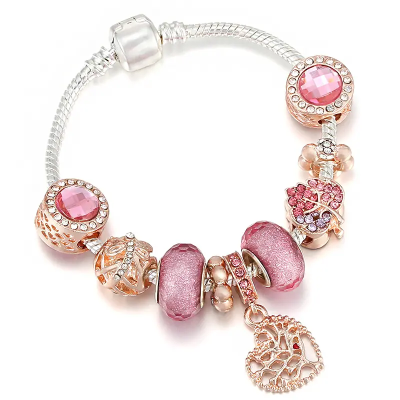 2022 New 925 Sterling Silver Bracelet Rose Gold Thread Women's Fine DIY Jewelry for Pandoraer Charm Bracelet Set